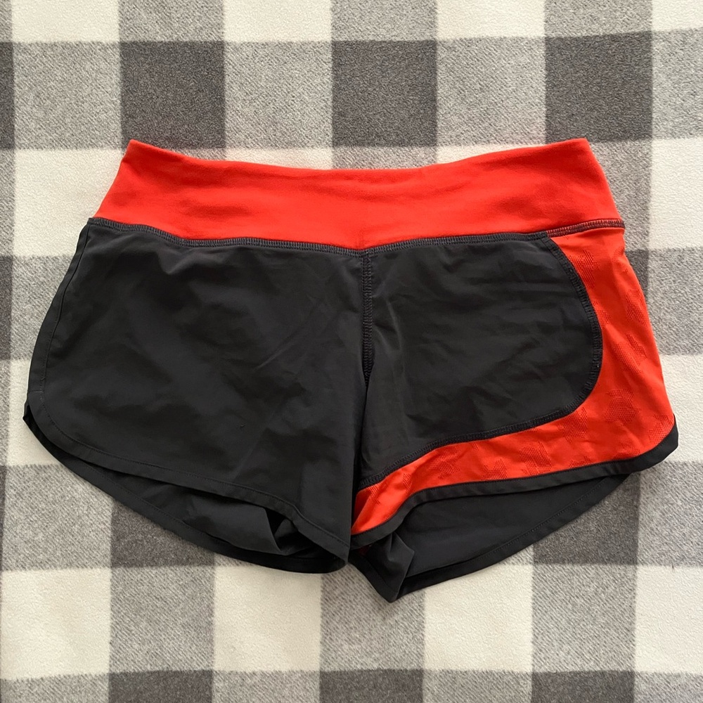 Rabbit Running Gym Shorts Lined, XS 2.5” in inseam. Slate grey and orange-red